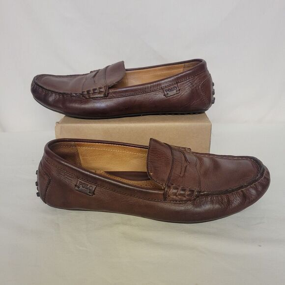 POLO‎ RALPH LAUREN Size 9D Reynold Men\'s Driving Mocs  Brown Leather main image 4